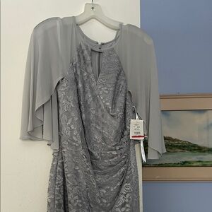 Oleg Cassini Gray Lace Dress, shimmery